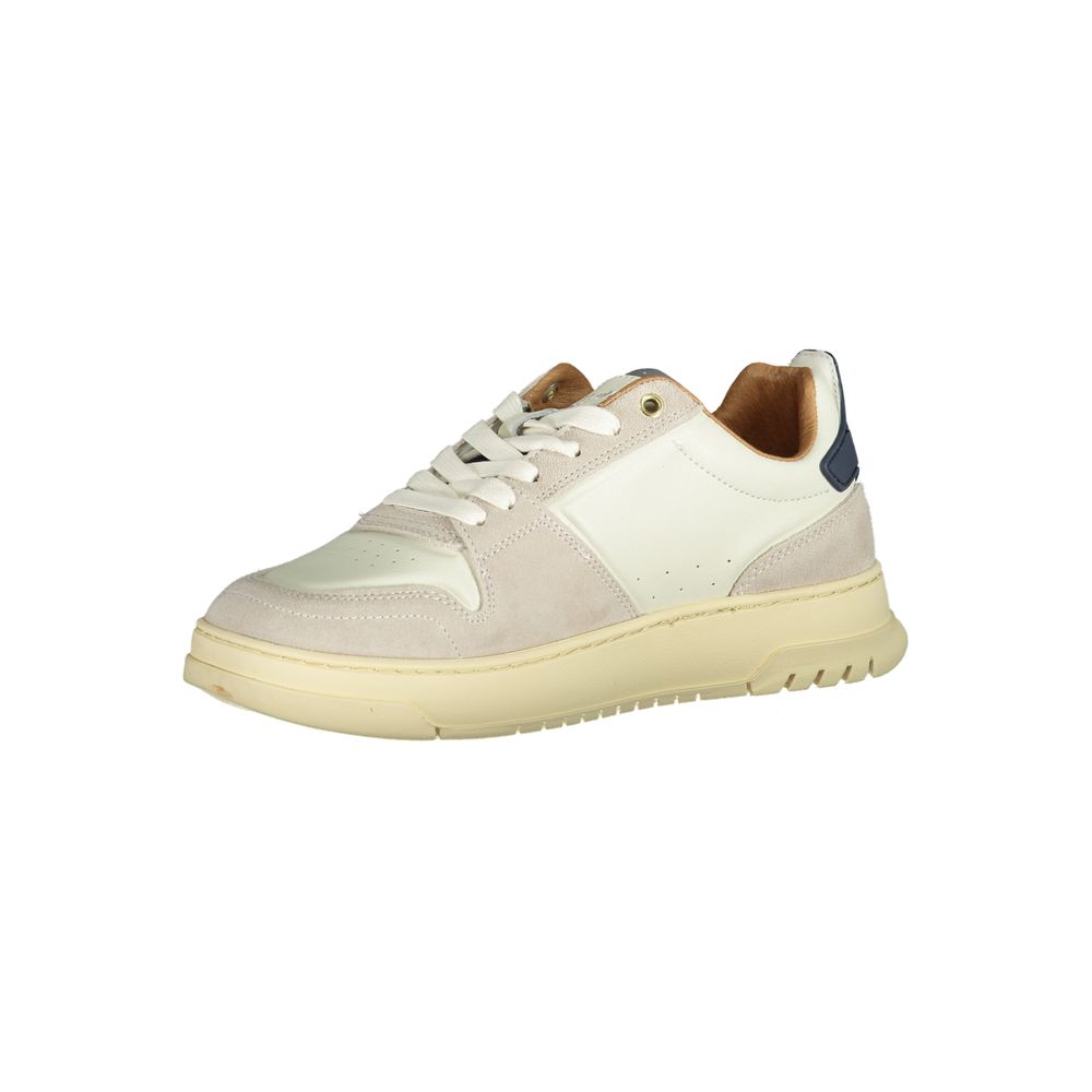 White Blauer polyurethane men's sneaker with laces and casual design, featuring a sleek and comfortable athletic style.