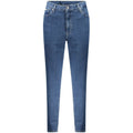 Calvin Klein Blu Cotton Women's Jean showing classic five-pocket design and slim fit cut in blue denim fabric.