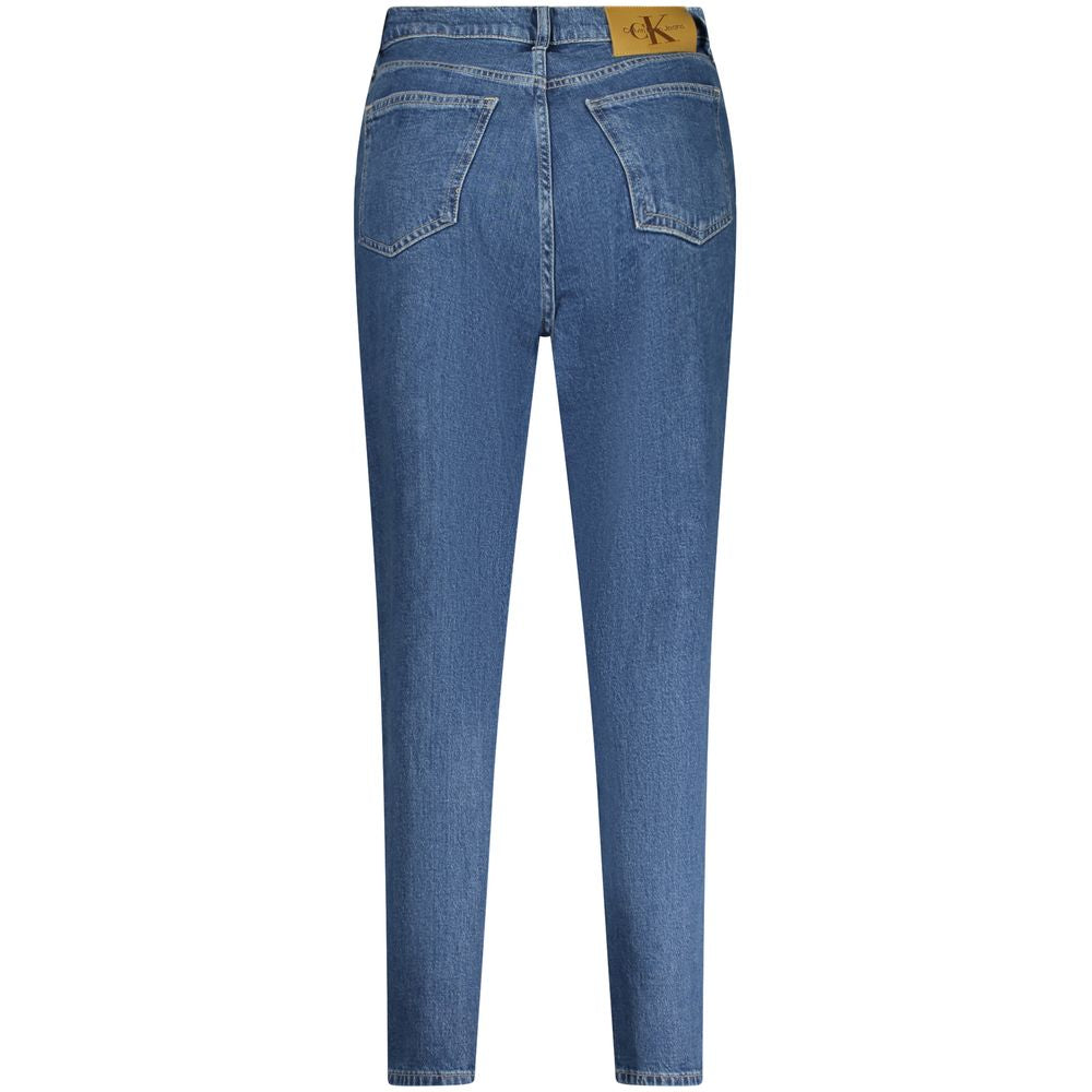 Calvin Klein Blu Cotton Women's Jean showing classic five-pocket design and slim fit, perfect for casual wear.