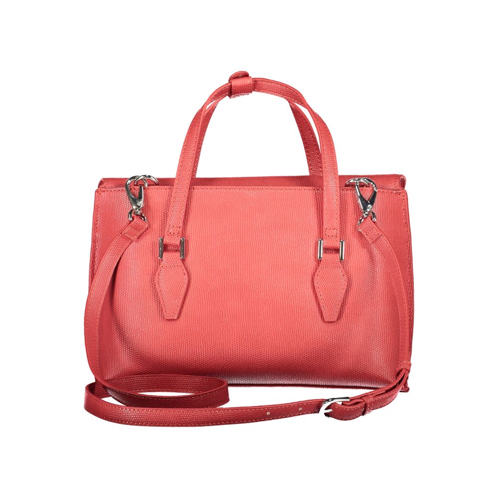 Mario Valentino Rosso polyurethane donna bag with handles and adjustable shoulder strap, stylish and versatile accessory.