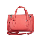 Mario Valentino Rosso polyurethane donna bag with handles and adjustable shoulder strap, stylish and versatile accessory.