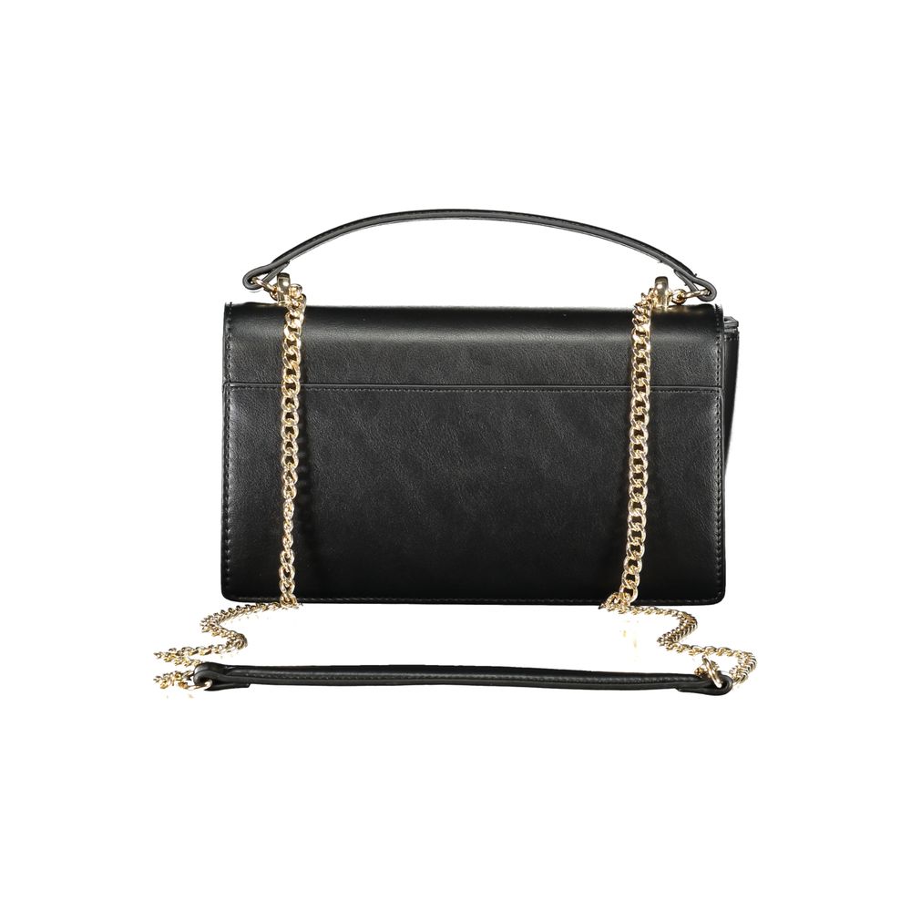 Mario Valentino black polyurethane women's bag with sleek design and subtle detailing, perfect for stylish everyday use.