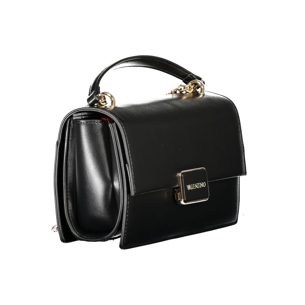 Mario Valentino black polyurethane women's bag with sleek design and gold-tone hardware, stylish accessory for everyday use.