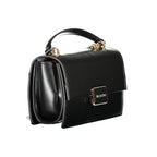 Mario Valentino black polyurethane women's bag with sleek design and gold-tone hardware, stylish accessory for everyday use.