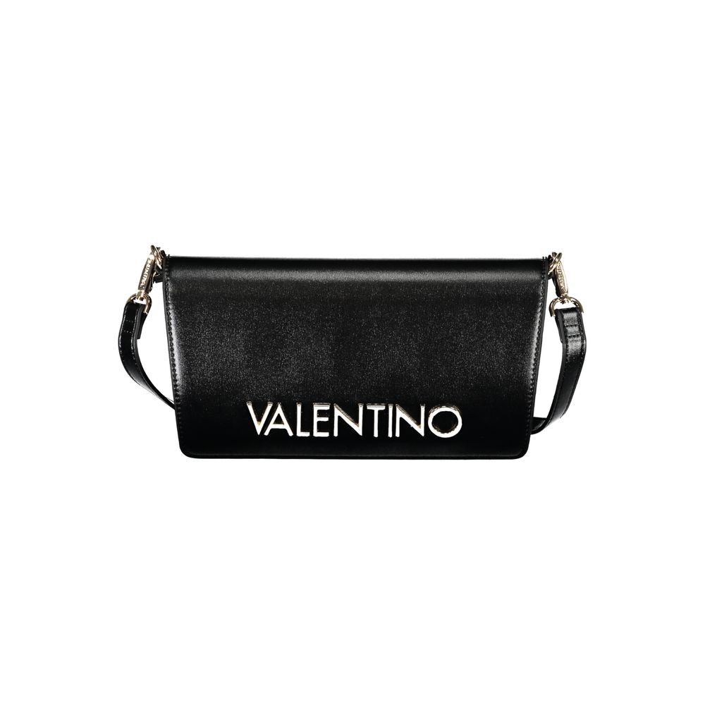 Black Mario Valentino women's polyurethane bag with sleek design and modern style, featuring top handles and subtle branding.