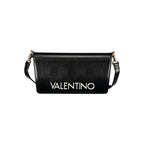 Black Mario Valentino women's polyurethane bag with sleek design and modern style, featuring top handles and subtle branding.