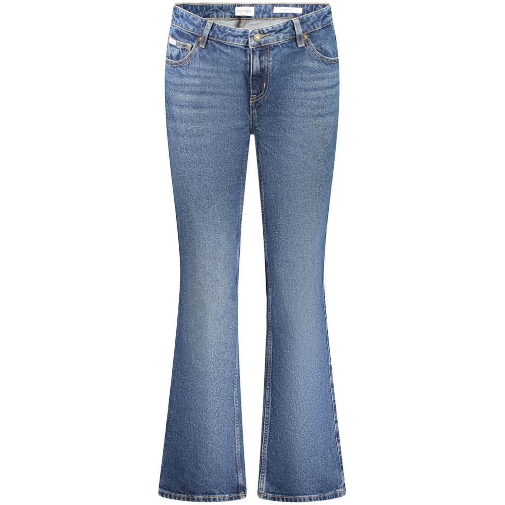 Guess Jeans Blu cotton women's jeans featuring classic five-pocket design and a slim fit style.