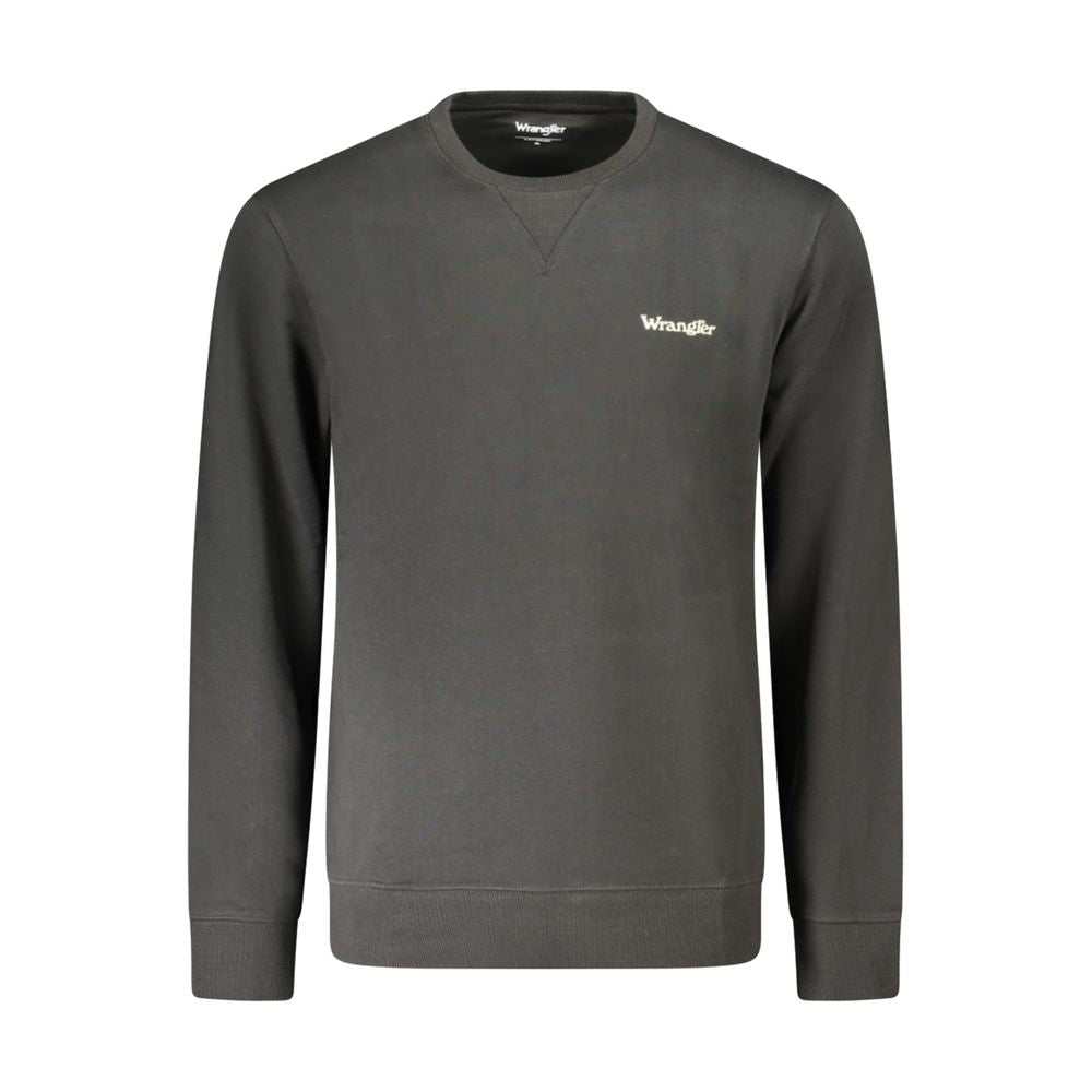 Wrangler black men's cotton sweatshirt featuring a crew neck, long sleeves, and a relaxed fit.