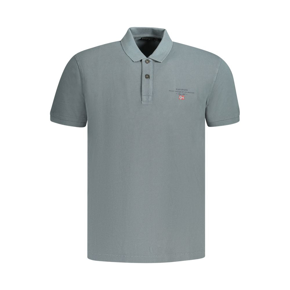 Napapijri men's gray cotton polo shirt with a classic collar and short sleeves, designed for casual wear.