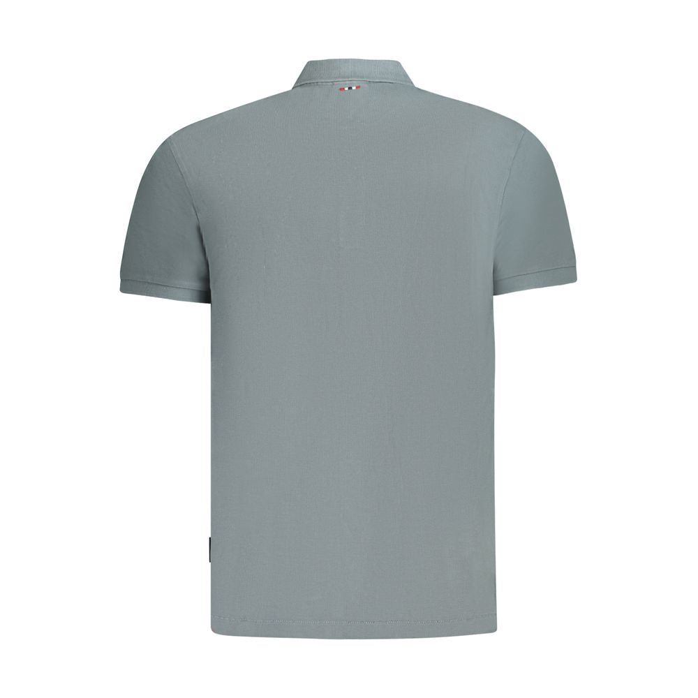 Men's Napapijri Grigio cotton polo shirt with a classic collar and short sleeves, displayed on a plain background.
