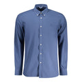 North Sails blue cotton men's shirt displayed flat, showing collar, buttons, and classic fit for casual or nautical style.