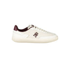 Beige Tommy Hilfiger women's sneaker with polyurethane upper, casual style, featuring white sole and classic branding details.