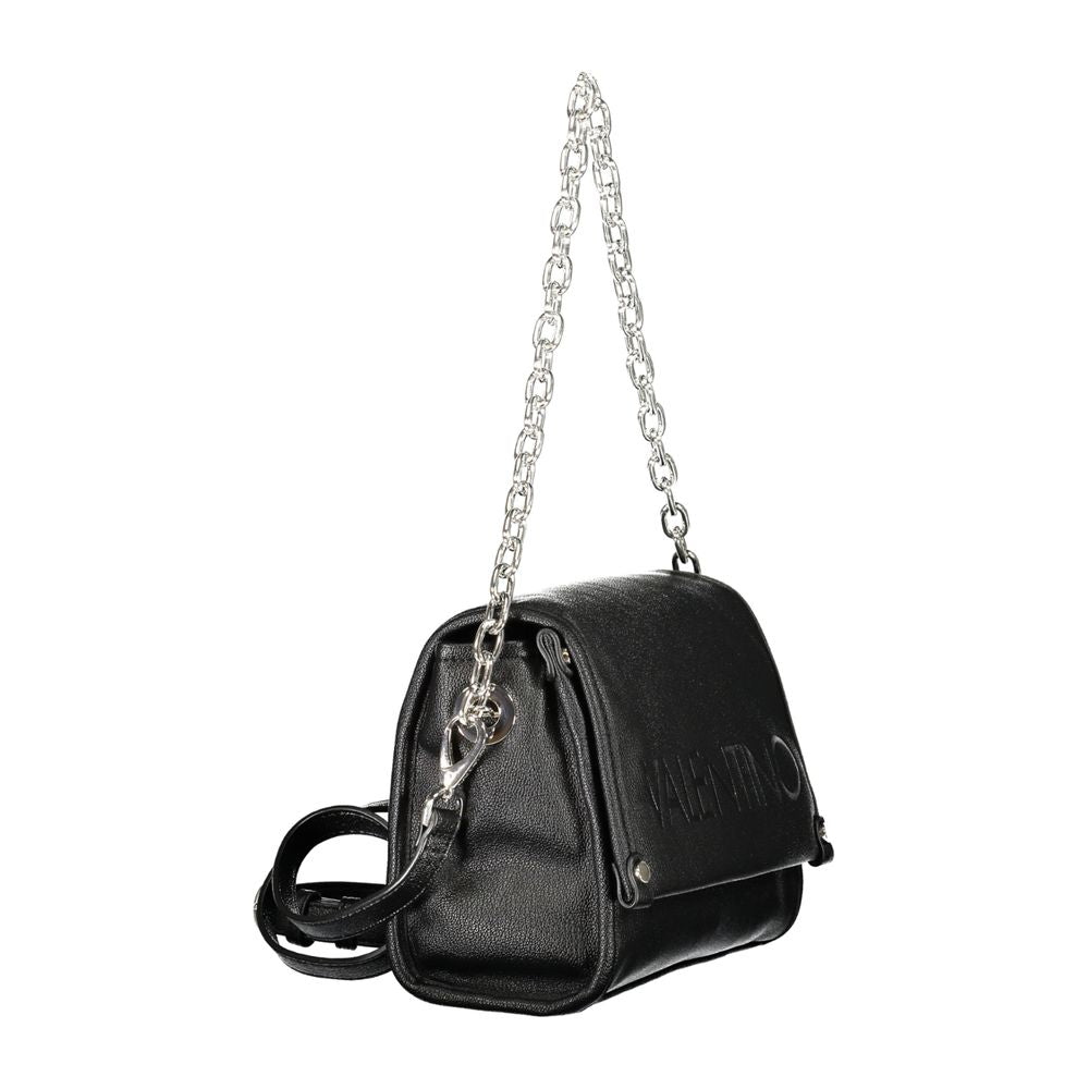 Mario Valentino Nero women's polyurethane bag with sleek design and top handle, shown on a plain background.