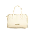 Mario Valentino beige polyurethane women's bag with sleek design and top handle, featuring subtle branding and spacious interior.