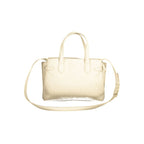 Mario Valentino beige polyurethane women's bag with sleek design and gold-tone hardware, featuring adjustable straps and spacious interior.