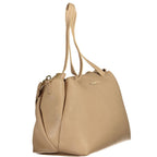 Mario Valentino beige polyurethane women's bag with adjustable shoulder strap, showcasing a stylish and versatile handbag design.