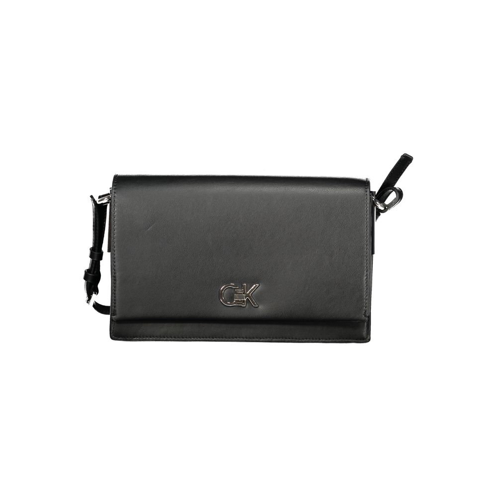 Black Calvin Klein women's polyester bag with sleek design and top handles, suitable for casual and everyday use.