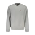 Gray Napapijri men's cotton sweatshirt with a relaxed fit and crew neckline, displayed on a plain background.
