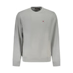 Gray Napapijri men's cotton sweatshirt with a relaxed fit and crew neckline, displayed on a plain background.