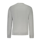 Napapijri gray cotton men's sweatshirt with a crew neck and long sleeves, casual and comfortable for everyday wear.