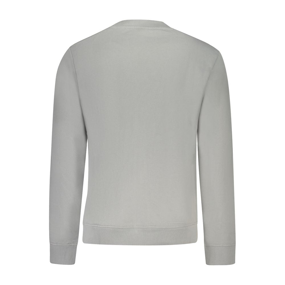 Napapijri gray cotton men's sweatshirt with a crew neck and long sleeves, casual and comfortable for everyday wear.