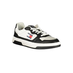 Tommy Hilfiger black polyurethane men's sneaker with white sole and sleek design, casual footwear for everyday wear.
