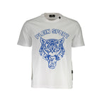 White cotton men's T-shirt by Plein Sport featuring a classic crew neckline and clean, minimal design.