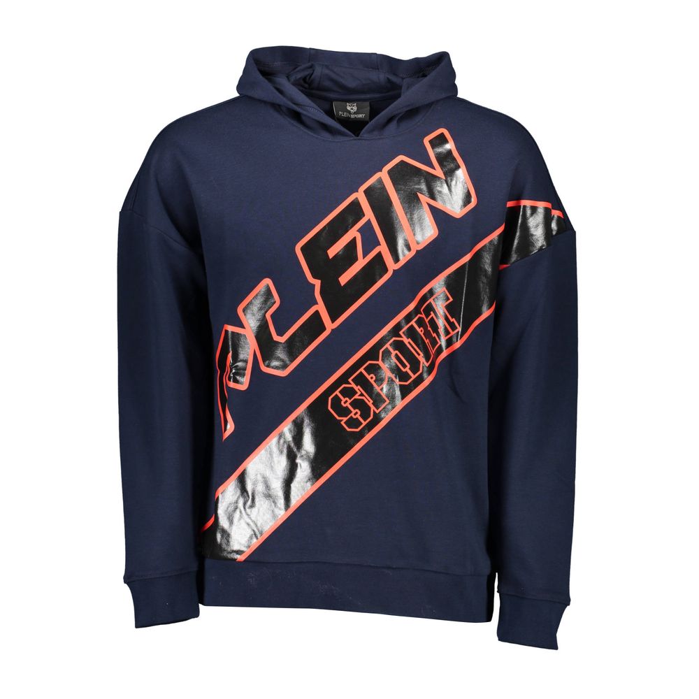 Blue cotton men's sweatshirt by Plein Sport featuring a relaxed fit and subtle branding, displayed on a plain background.
