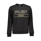 Black cotton men's sweatshirt by Plein Sport with a relaxed fit and logo detail, displayed on a plain background.