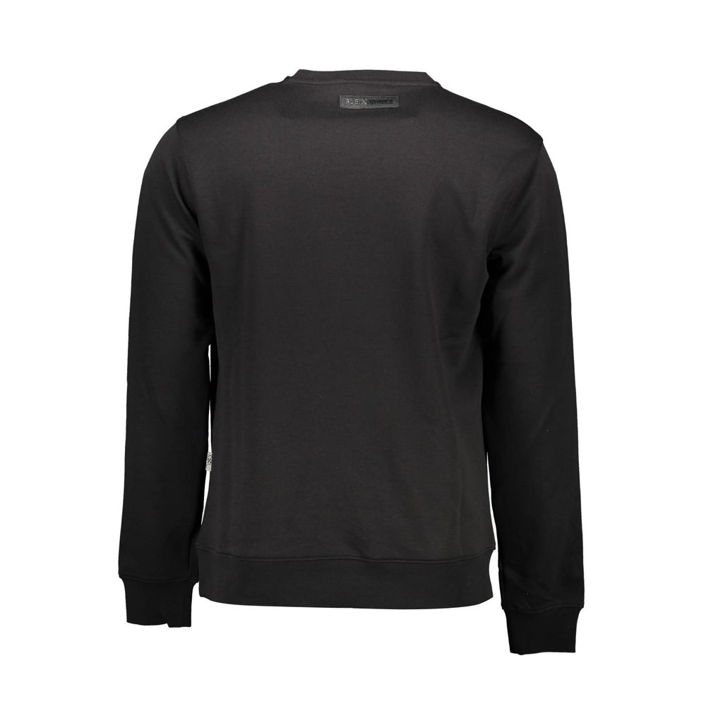 Black cotton men's sweatshirt by Plein Sport featuring a classic crewneck design and subtle branding on the chest.