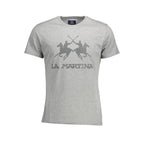 Light gray La Martina men's cotton T-shirt with a crew neckline and subtle brand logo on the chest.