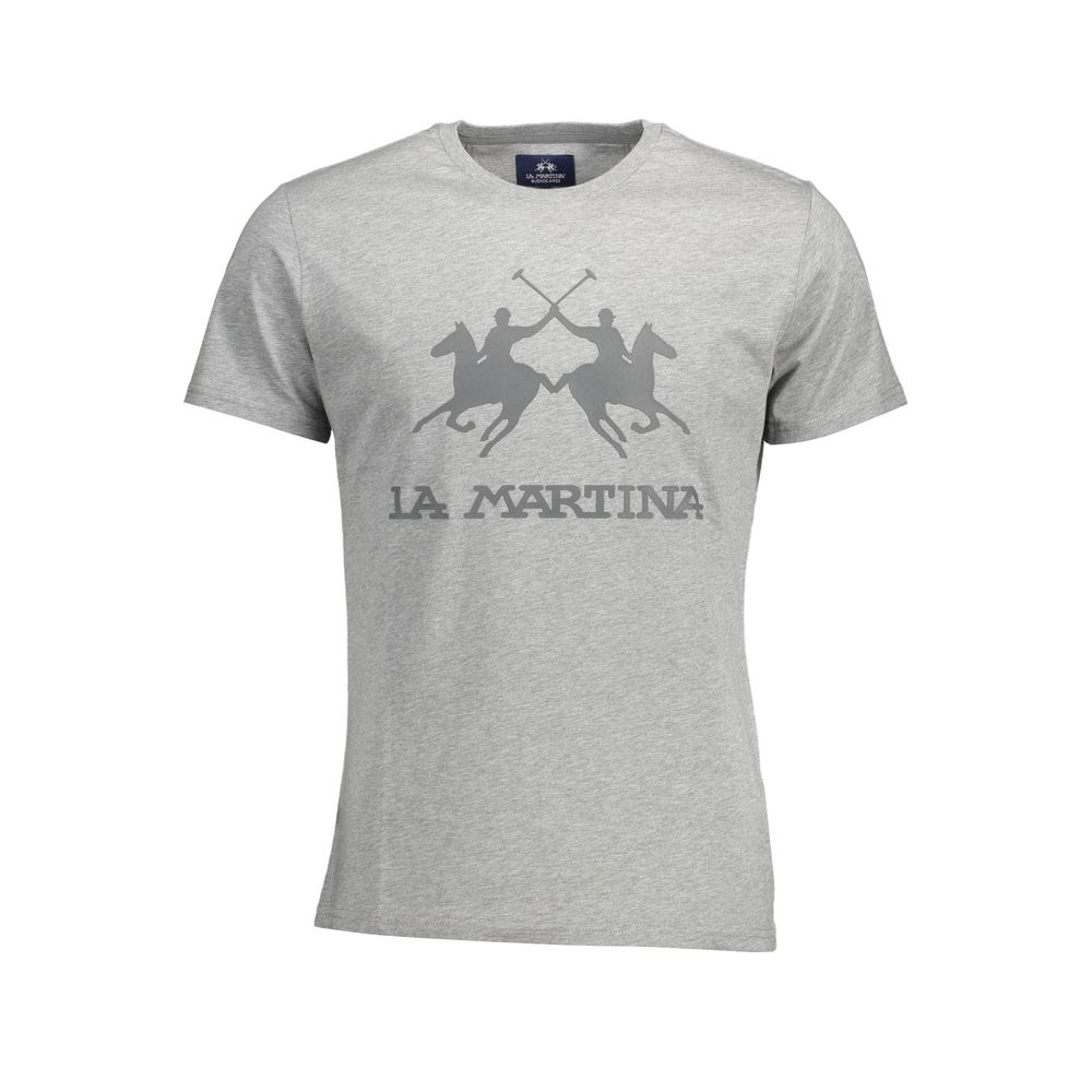 Light gray La Martina men's cotton T-shirt with a crew neckline and subtle brand logo on the chest.
