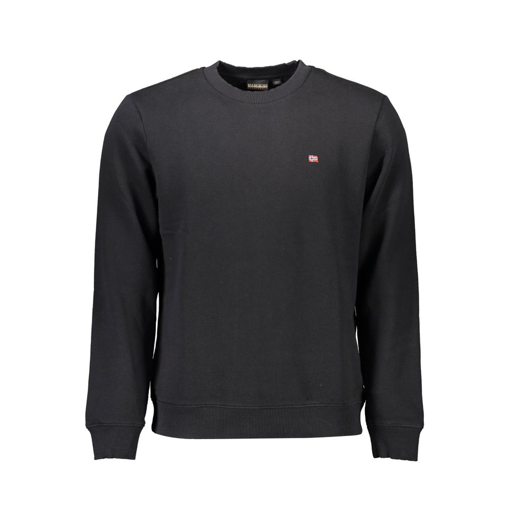 Black cotton men's sweatshirt by Napapijri featuring a relaxed fit and subtle branding on the chest.
