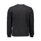 Black Napapijri cotton men's sweatshirt with crew neck and long sleeves, displayed flat on a white background.