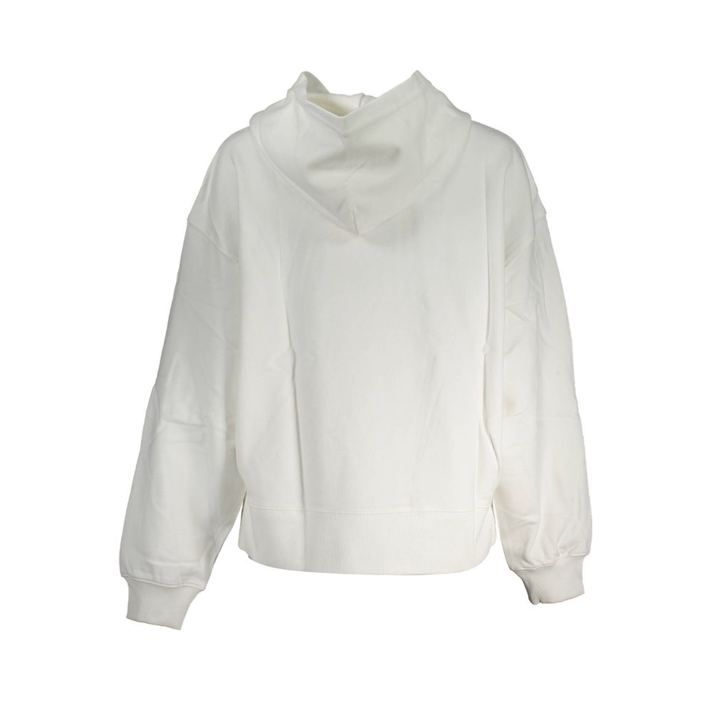 White cotton women's sweater by Calvin Klein featuring a classic crewneck and soft fabric for casual wear.