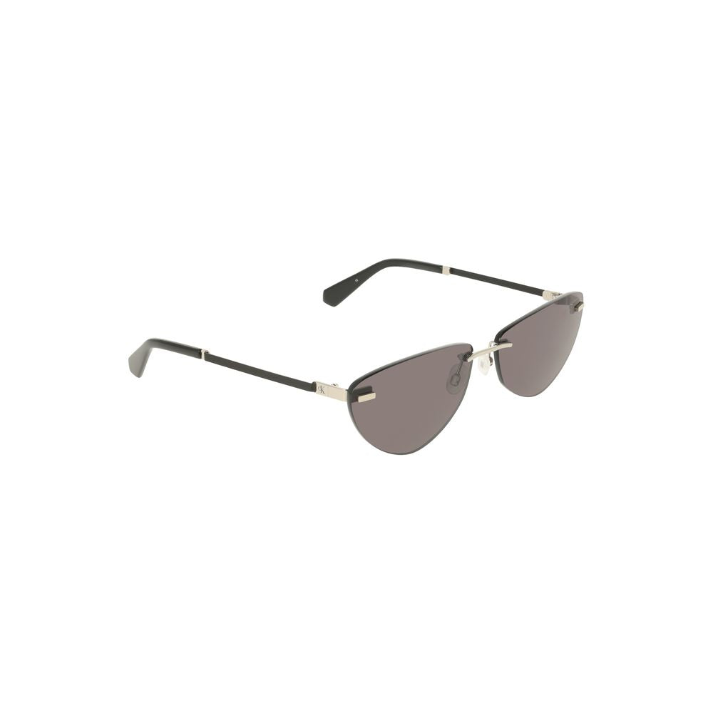 Calvin Klein black metal women's sunglasses with sleek design and tinted lenses, stylish accessory for sun protection.