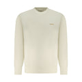 Beige cotton men's sweatshirt by Calvin Klein, featuring a classic crewneck and minimalist design.