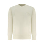Beige cotton men's sweatshirt by Calvin Klein, featuring a classic crewneck and minimalist design.