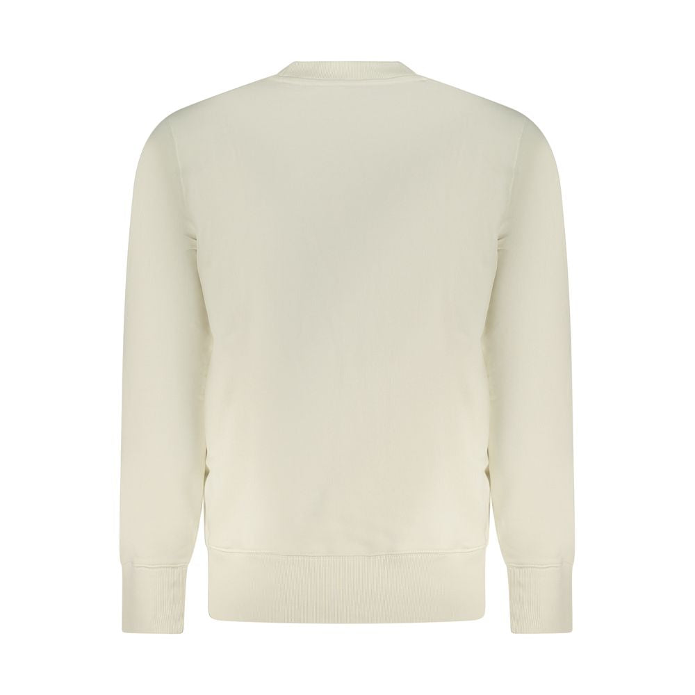 Beige cotton men's Calvin Klein sweatshirt with crew neck and long sleeves, casual and comfortable fit.