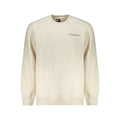 Beige cotton men's sweatshirt by Tommy Hilfiger with classic logo embroidery and ribbed cuffs, casual and comfortable style.