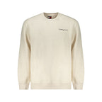 Beige cotton men's sweatshirt by Tommy Hilfiger with classic logo embroidery and ribbed cuffs, casual and comfortable style.