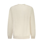 Beige cotton men's sweatshirt by Tommy Hilfiger with crew neck and logo embroidery, casual and comfortable for everyday wear.