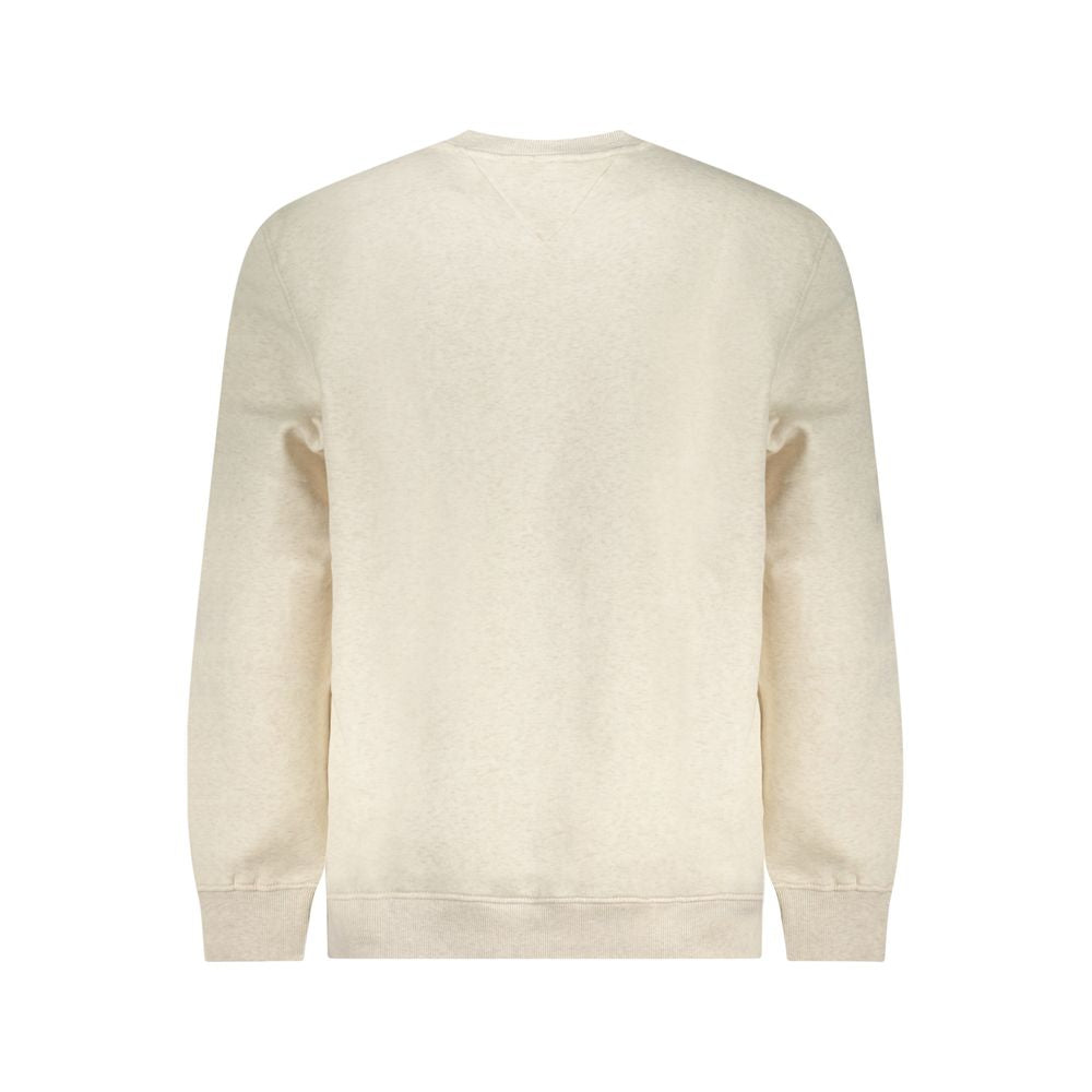 Beige cotton men's sweatshirt by Tommy Hilfiger with crew neck and brand logo detail.