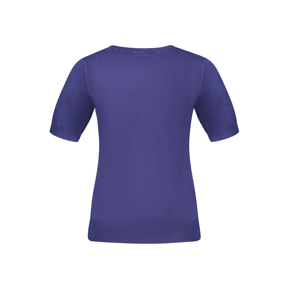 Guess Jeans Blu Viscosa woman sweater featuring a cozy knit design and long sleeves, perfect for casual and stylish outfits.