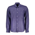 Light blue North Sails Blu Linen men's shirt displayed flat, showing collar, buttons, and linen fabric texture.