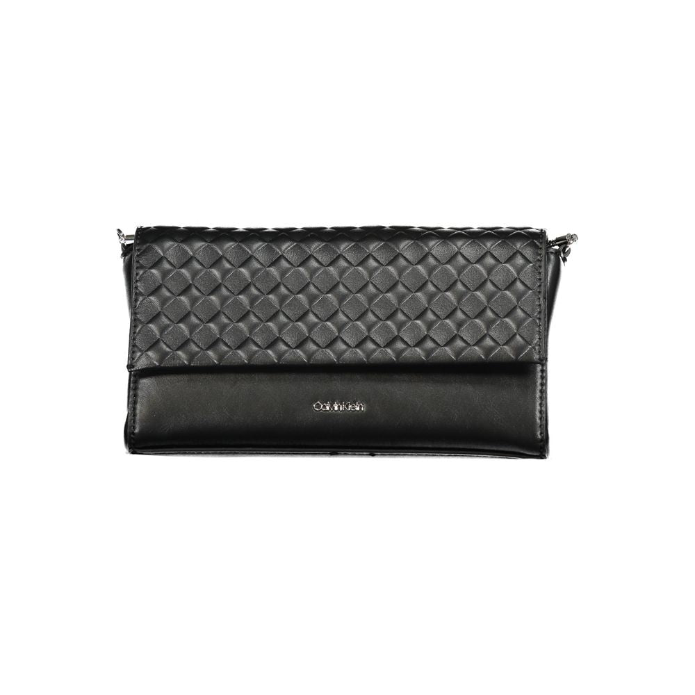 Calvin Klein black polyester women’s shoulder bag with sleek design and adjustable strap.