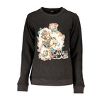 Black cotton women’s sweatshirt by Cavalli Class featuring a relaxed fit and subtle branding on the front.