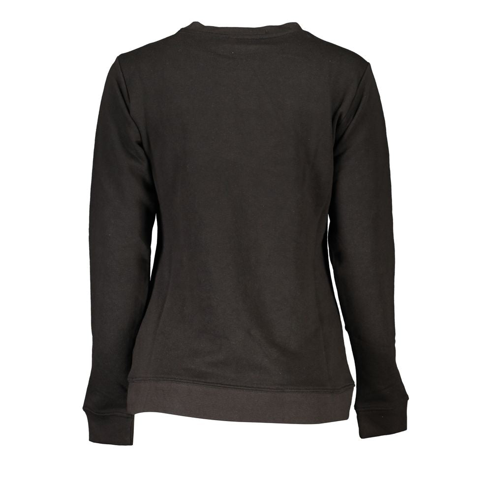 Black cotton women's sweatshirt by Cavalli Class featuring a casual fit and minimalist design.