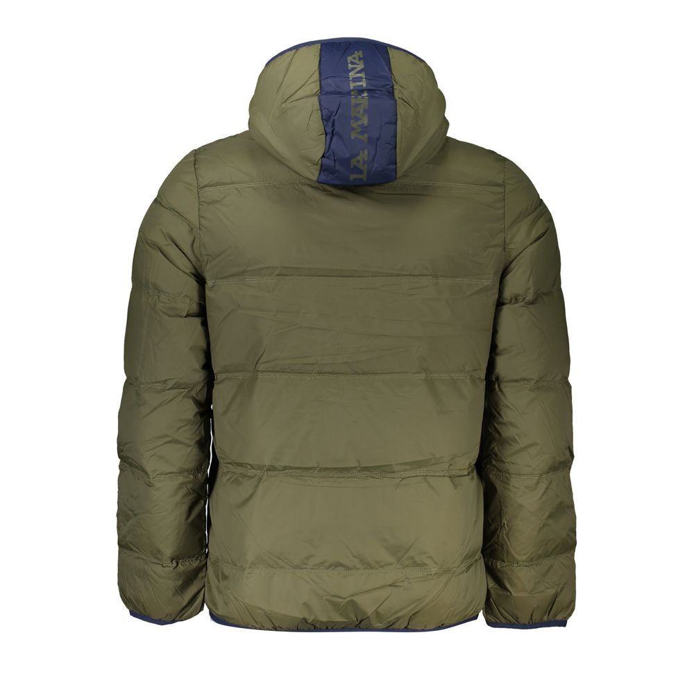 La Martina Verde Poliammide men's jacket showing front view with zipper and collar, made of durable green poliammide fabric.