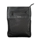 Calvin Klein black polyester men's shoulder bag with adjustable strap and sleek design, suitable for casual or professional use.
